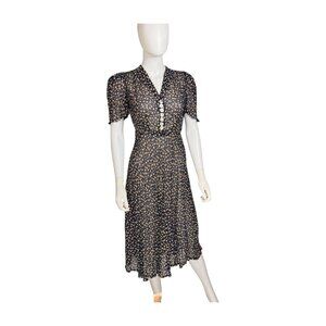Antique Sheer Chiffon Polka Dot Dress | Delicate Vintage | To Be Worn Over Slip